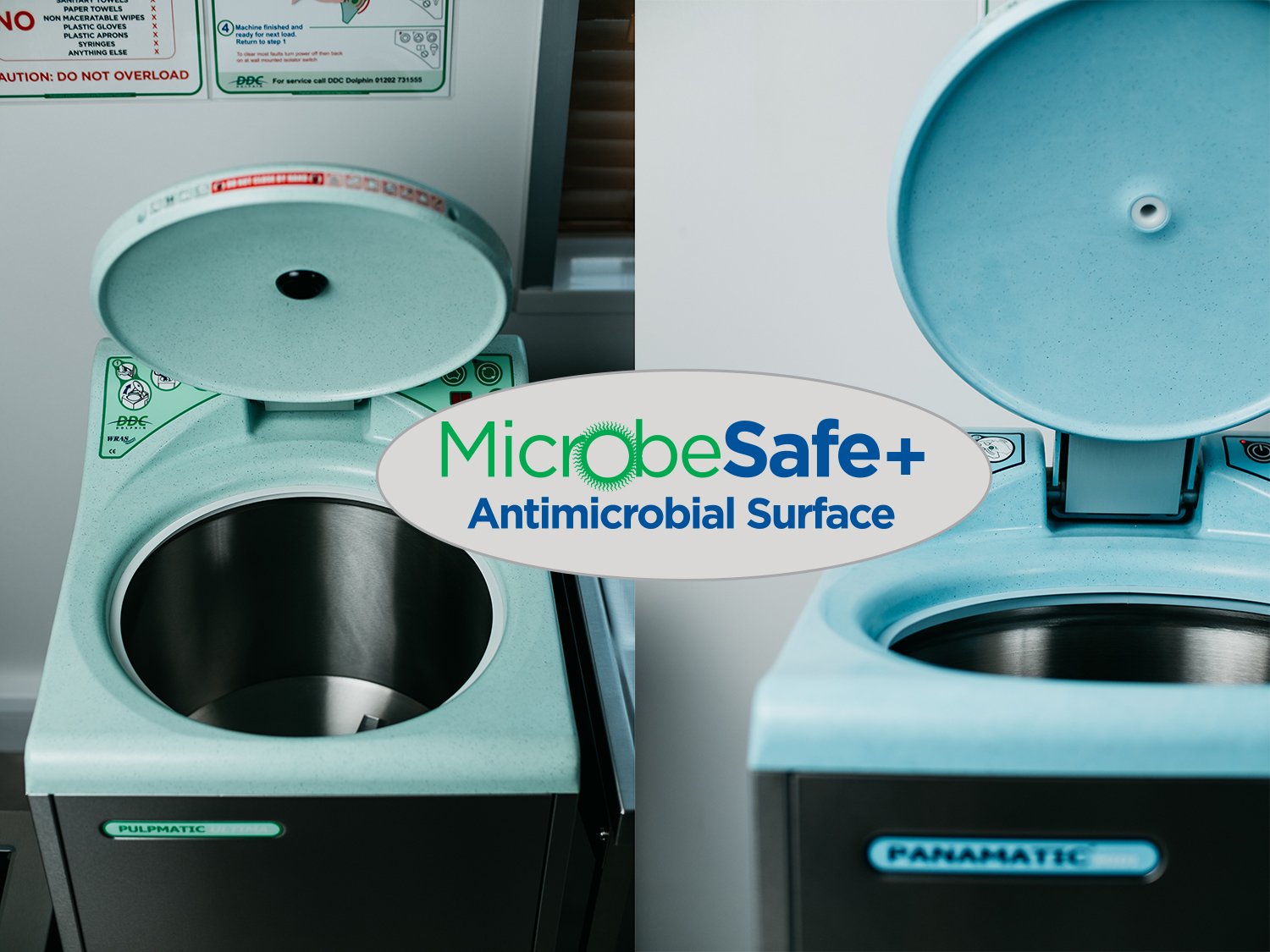 MicrobeSafe+ Logo With Bedpan Washer and Pulp Macerator